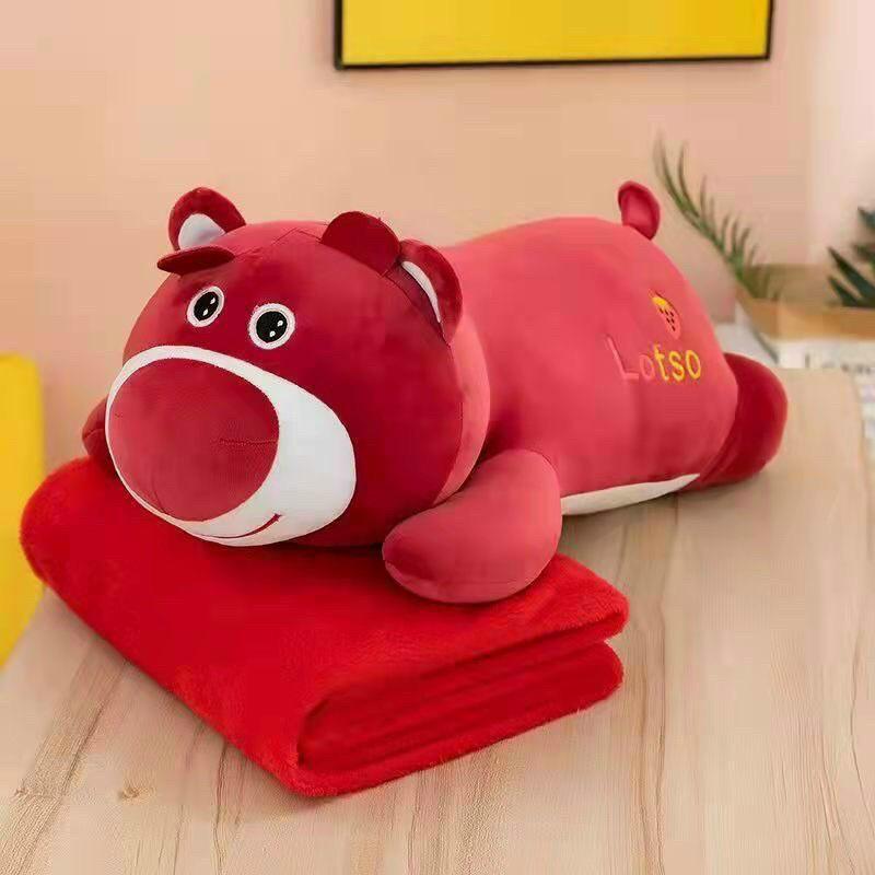 Bộ chăn gối 2 in 1 hình thú chất miniso cao cấp, sờ cực mịn tay