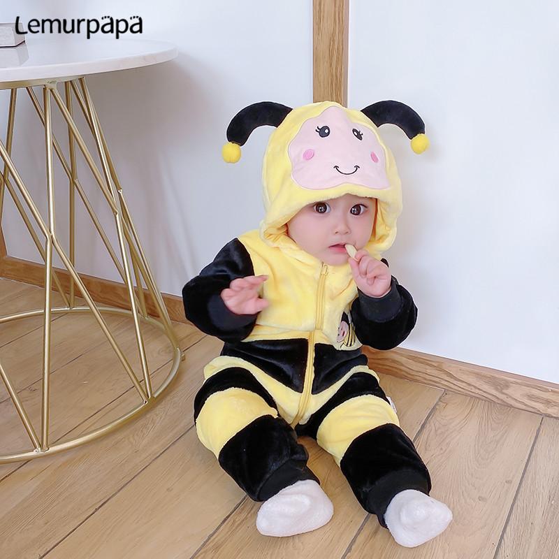 Bé Sơ Sinh Trang Phục Áo Liền Quần Onesie Mùa Đông Trẻ Sơ Sinh Quần Áo Ropa Bebe Mềm Bé Gái Bé Trai Rompers Dễ Thương Ong Dép Nỉ Cho Bé Bộ Trang Phục