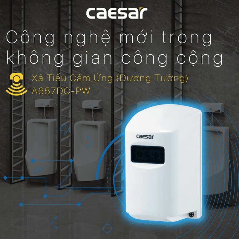 Bộ Xả Tiểu Cảm Ứng Nam CAESAR A657DC-PW - Cảm ứng không chạm hiện đại an toàn