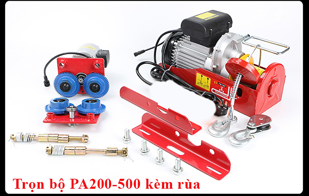 Bộ tời điện kèm Rrùa ABG PA400 12 Mét - giúp máy tời treo nâng hạ vật nặng dễ dàng, nâng kéo linh hoạt, hiệu quả cao - Hàng chính hãng