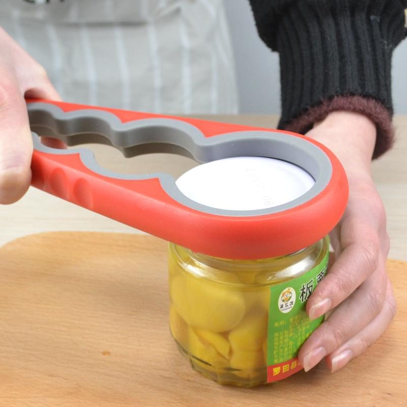 Household Kitchen 4 in 1 Opener Non-slip Twist Cap Bottle Cap Launcher Opener For Cans Kichen Tool Easy Open Can