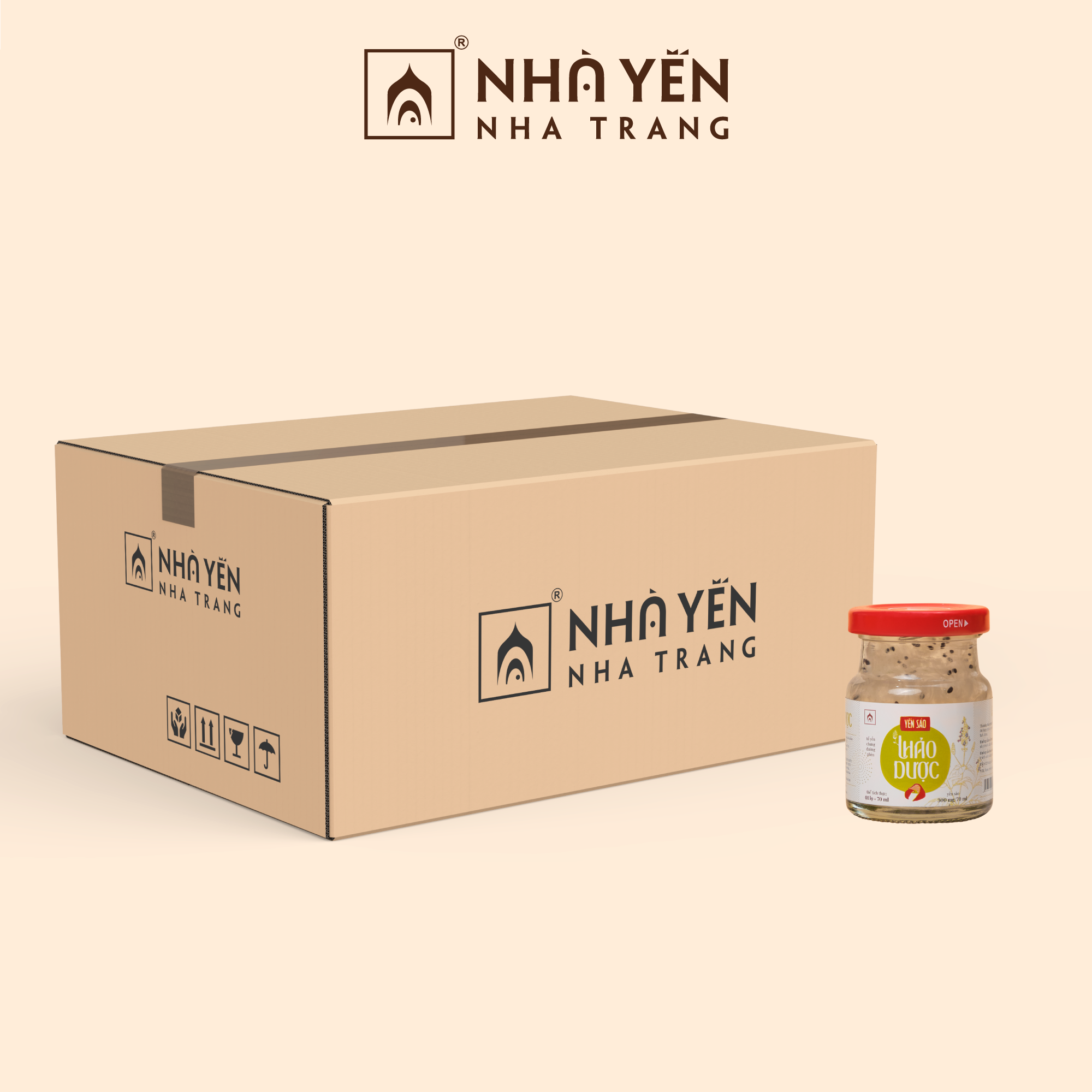 Thùng 60 Lọ Nước Yến Sào Hạt Chia - Nhà Yến Nha Trang - Hộp 1 Lọ - Tổ Yến Chưng Sẵn - Nước Yến Chưng Sẵn - Hàng Chính Hãng