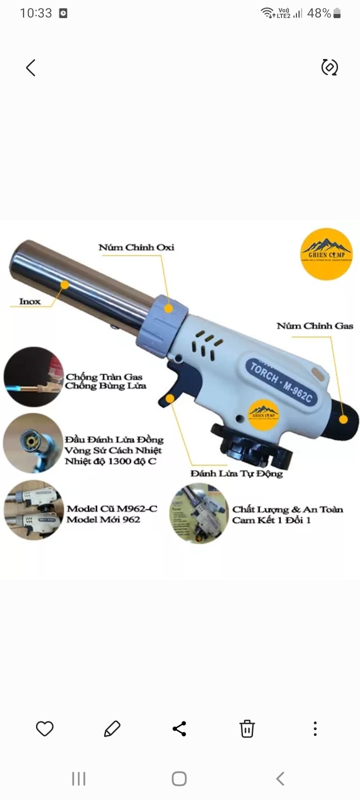 KHÒ GAS MINI CẦM TAY MASTER TORCH 962