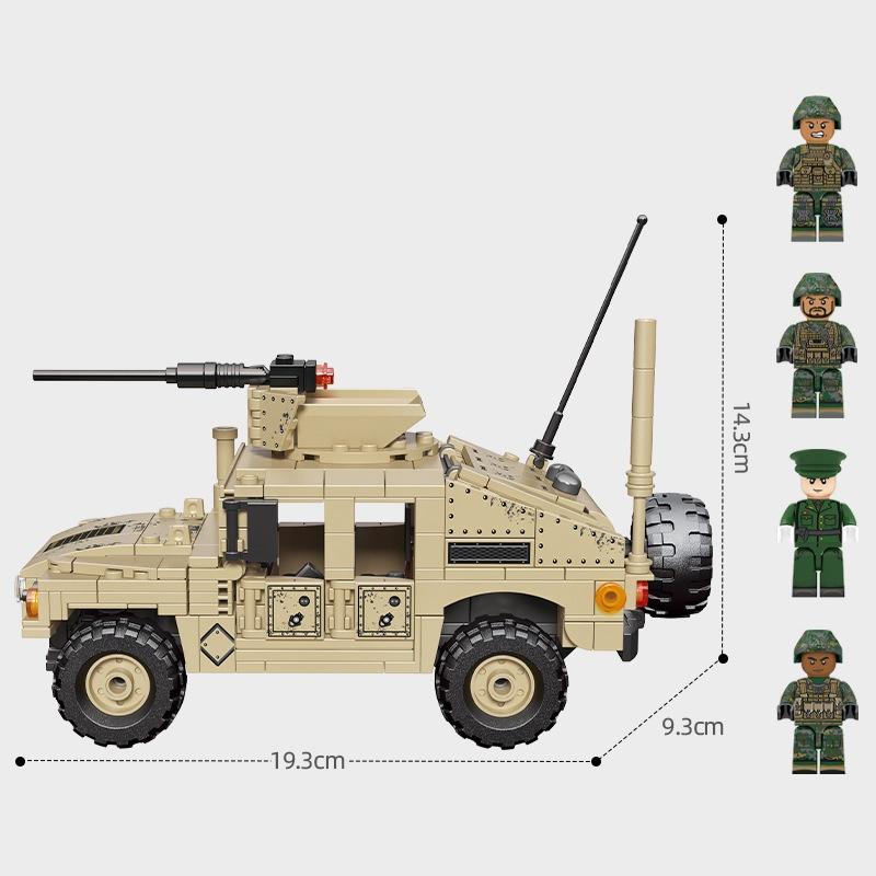 Đồ chơi Lắp ráp xe quân sự Humvee M1114, Sembo Block 207121 Amored Car, Xếp hình thông minh