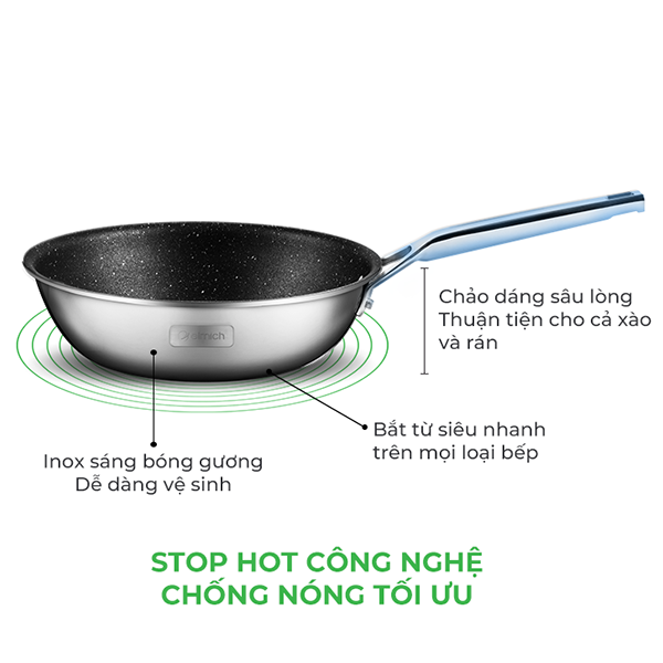 Chảo chống dính Inox liền khối Elmich Trimax Cz EL-3836 size