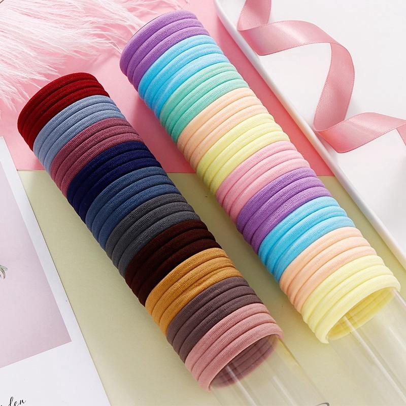 Ống 20 Dây Cột Tóc Trơn Màu Vintage Co Giãn Mềm Mại Phong Cách Hàn Quốc