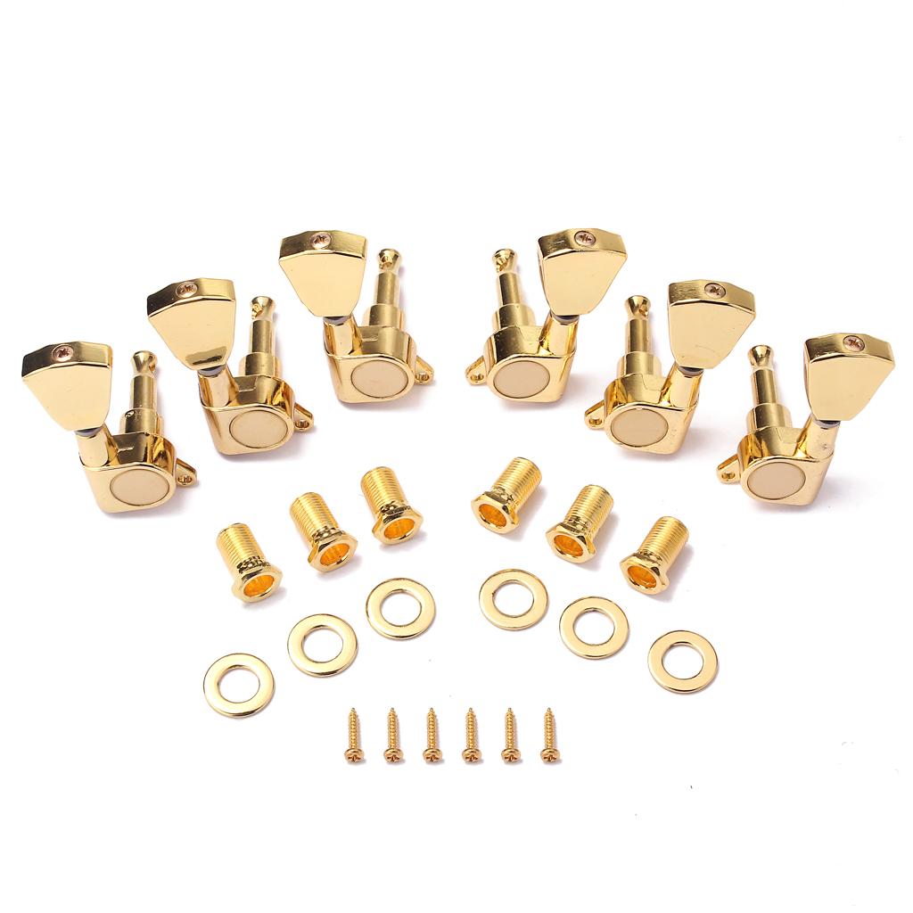 Sunnimix 6 Miếng 3R + 3L Đàn Guitar Chỉnh Chốt Chỉnh Âm Với Ferrules Ốc Vít Máy Giặt Cho LP Đàn Guitar Điện Phần Vàng