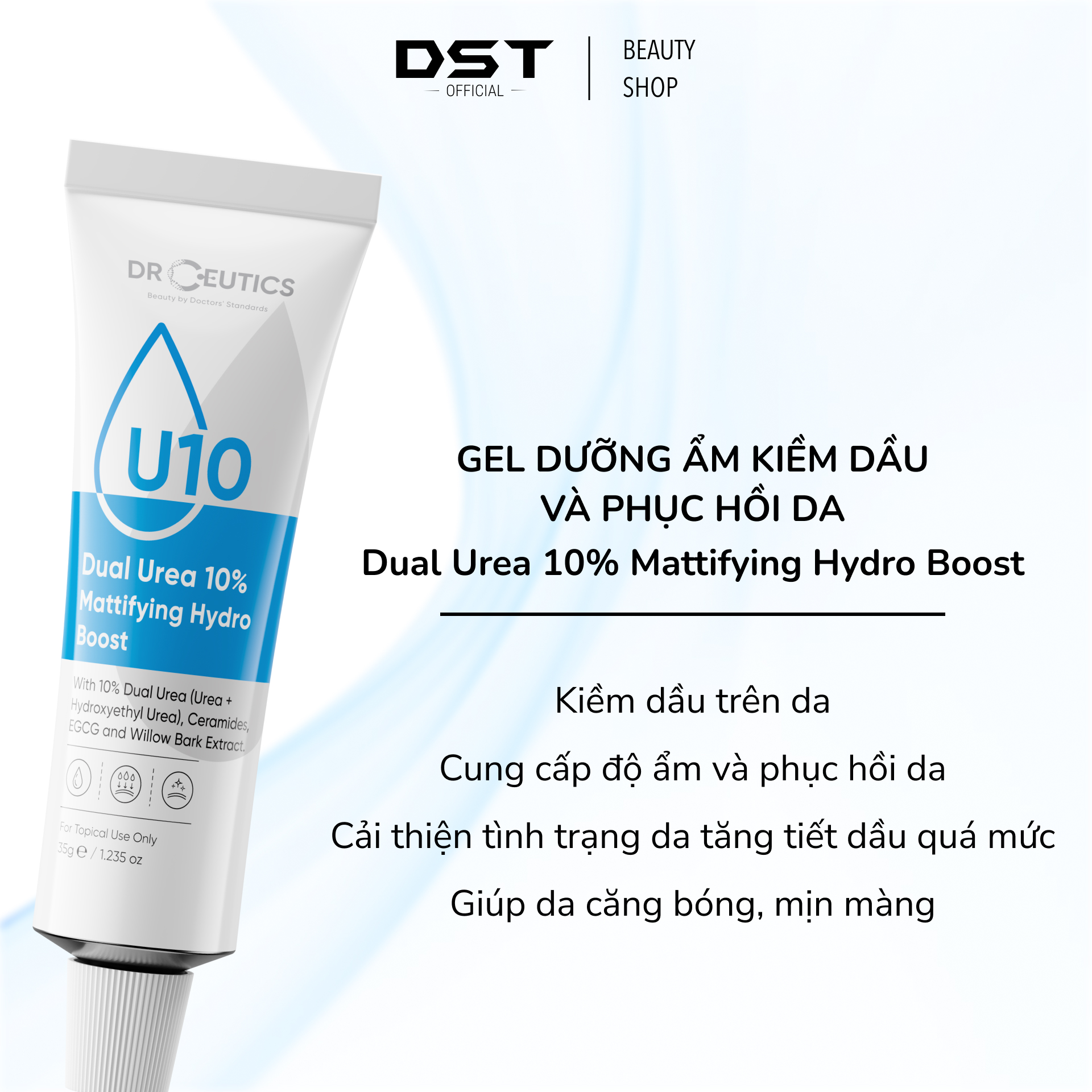 DRCEUTICS Gel Dưỡng Ẩm Kiềm Dầu Và Phục Hồi Da Dual Urea 10% Mattifying Hydro Boost