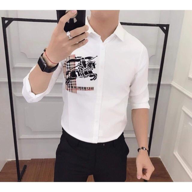 Áo sơ mi nam dài tay họa tiết hình Br cao cấp