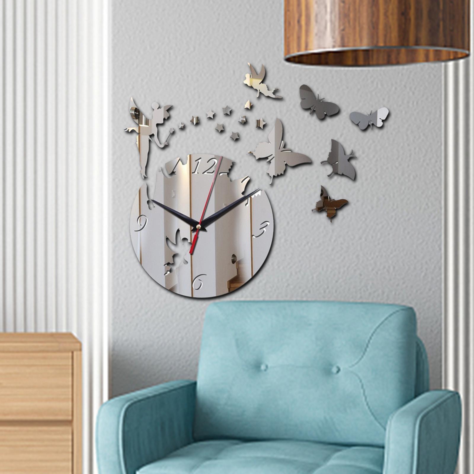 Wall Clock Stickers DIY Acrylic 3D Butterfly Wall Clock Mirror Mute Large Wall Clock Modern Design for Home Decoration
