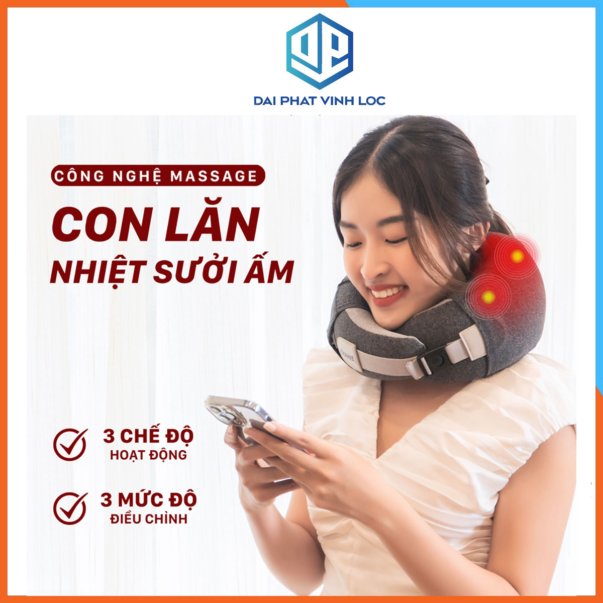 Máy massage cổ Đại Việt DVMG-00001 Hỗ Trợ Giảm Đau Vùng Cổ Vai Gáy - Pin Khủng - Bảo Hành 12 Tháng