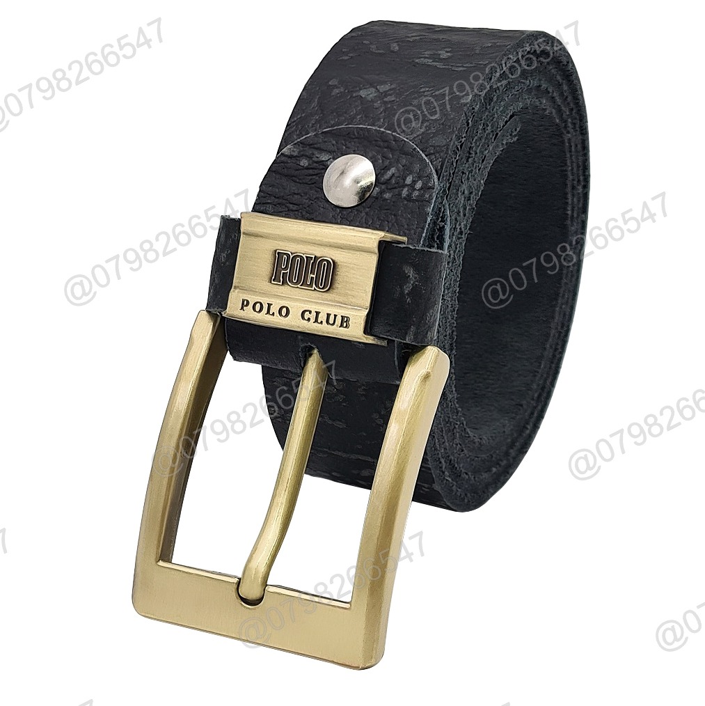 Dây nịt nam da bò thật bản thô DHM-340 | Khoá kim màu đồng vuông bản trơn nhỏ gọn | Bảo hành 12 tháng