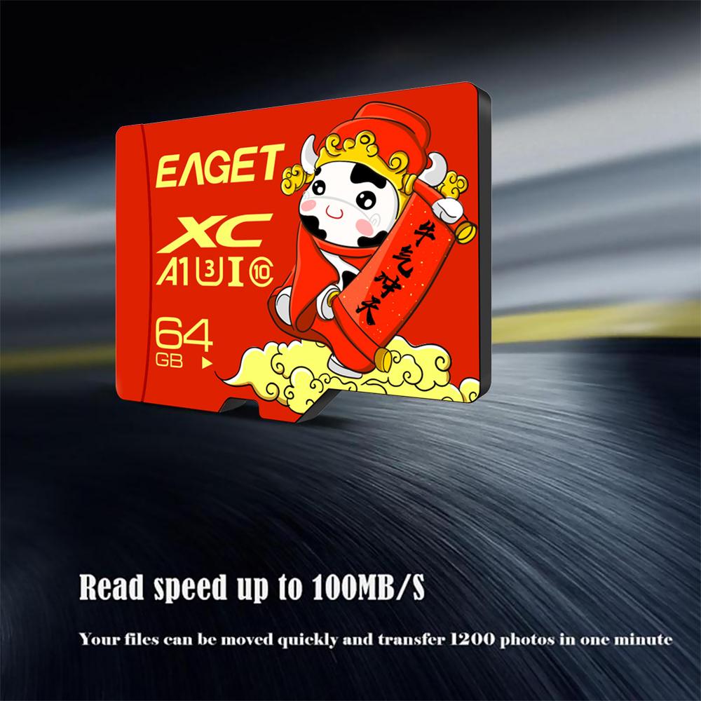 Thẻ nhớ EAGET T1 TF 64GB tốc độ cao,dung lượng lớn để giám sát máy ghi lái xe