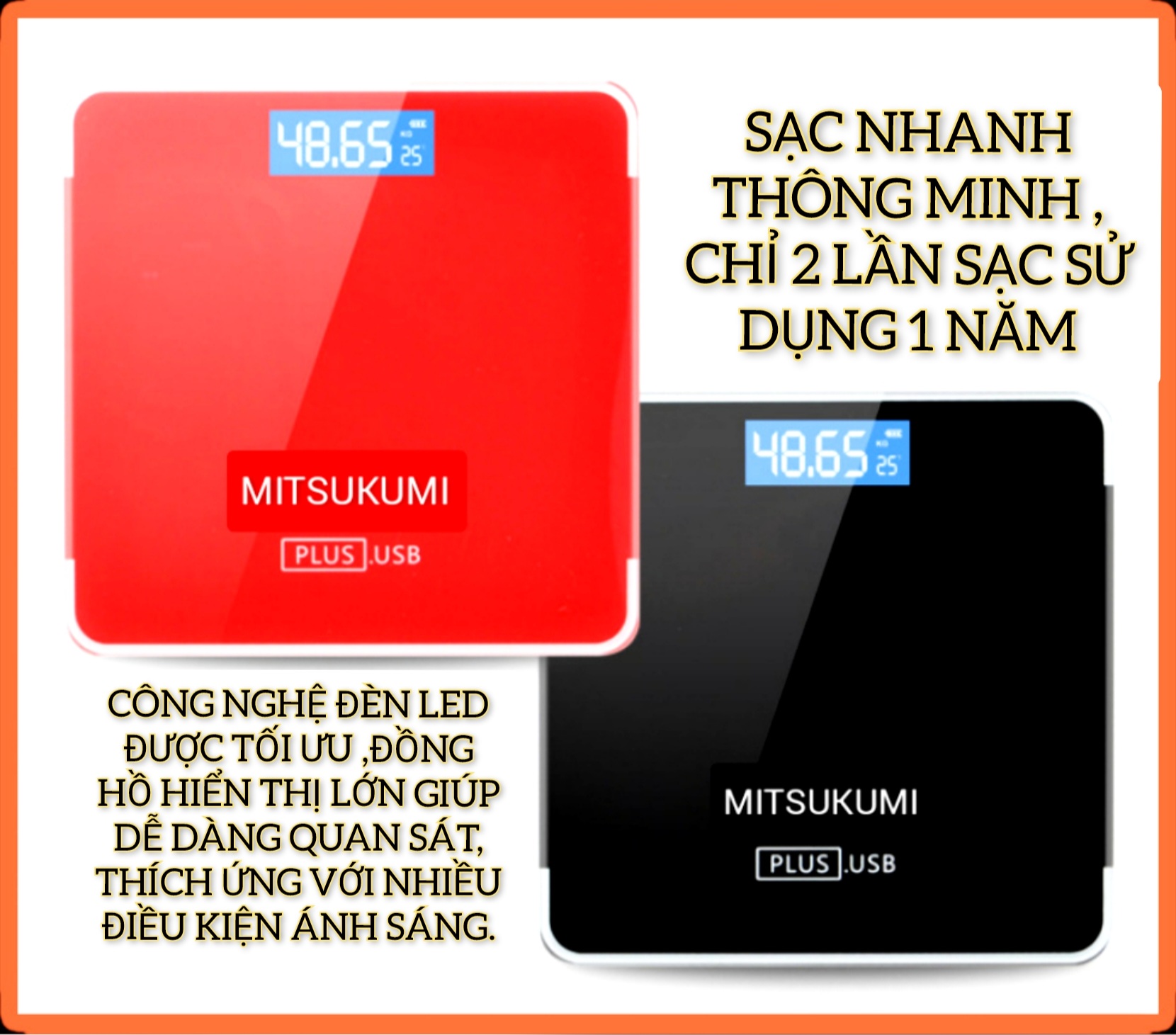 Cân Điện Tử Sạc USB, Cân Sức Khỏe Gia Đình Hiển Thị Nhiệt Độ Phòng, Có Đèn LED, Tặng Cáp Sạc + Thước Dây