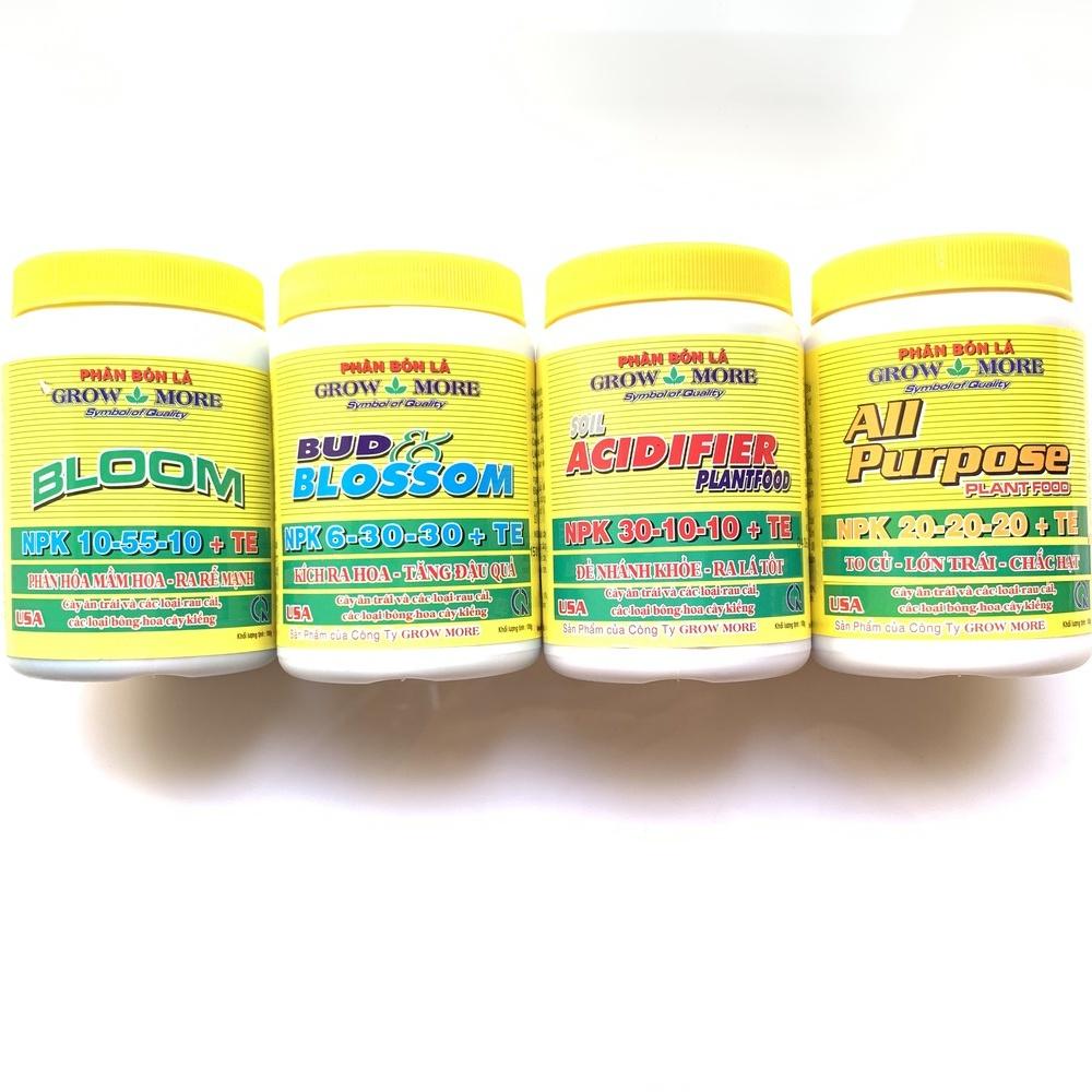 Combo 4 hủ phân bón lá cao cấp hiệu Growmore chuyên chăm sóc phong lan, cây cảnh, cây trồng, phan bon my