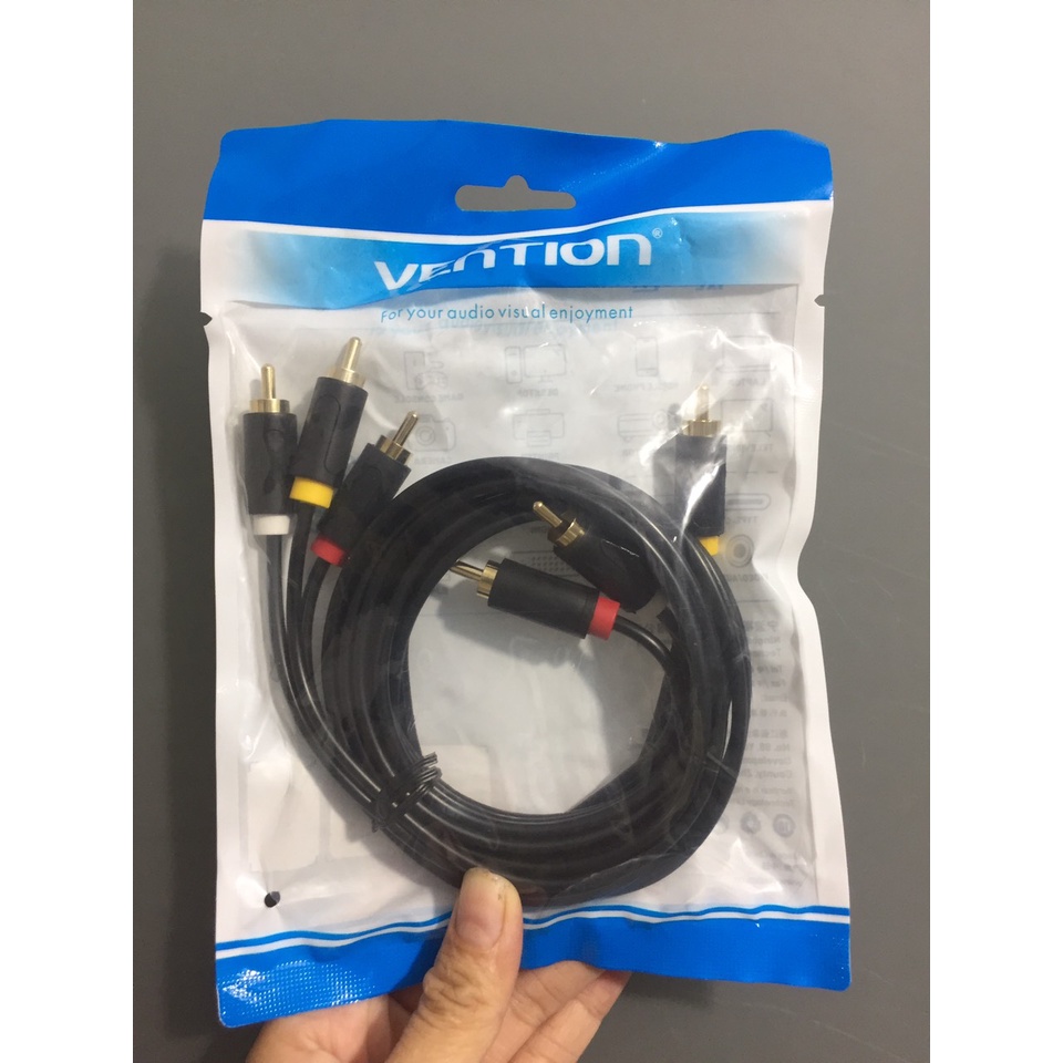 [Cáp 3 đầu RCA] Cáp âm thanh 3 đầu RCA dương ra 3 đầu RCA dương Vention BCA (1.5m)  - Hàng chính hãng