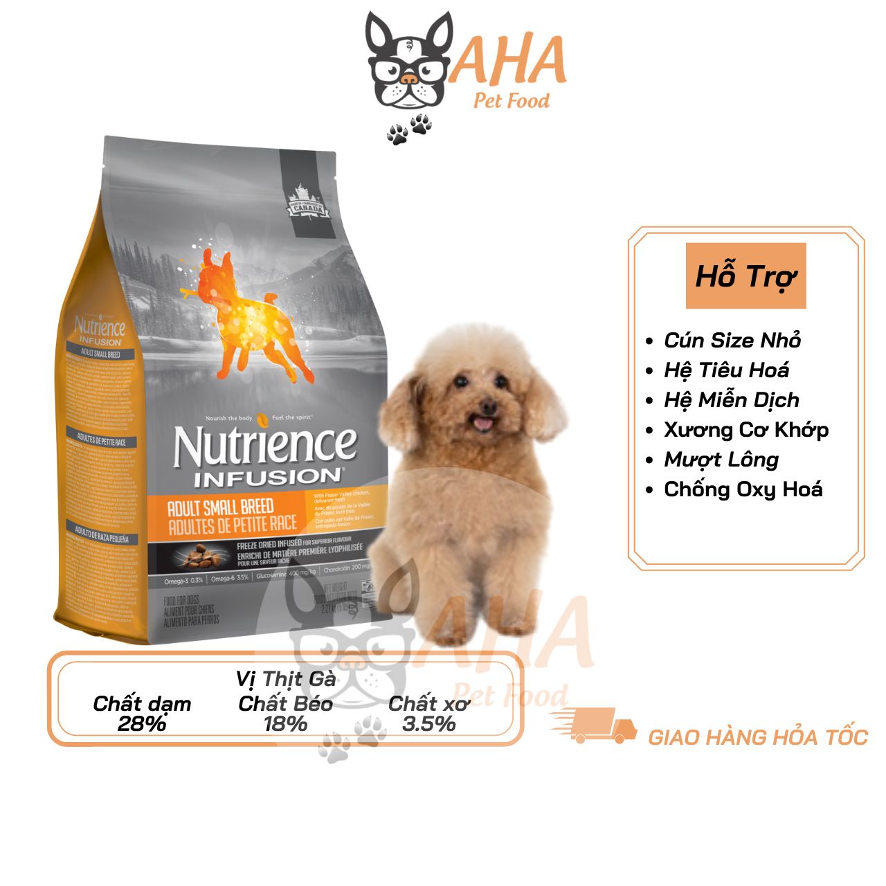 Thức Ăn Cho Chó Poodle Nutrience Original Bao 2,5kg Da Lông Bóng Mượt - Thịt Gà, Rau Củ Quả Trái Cây