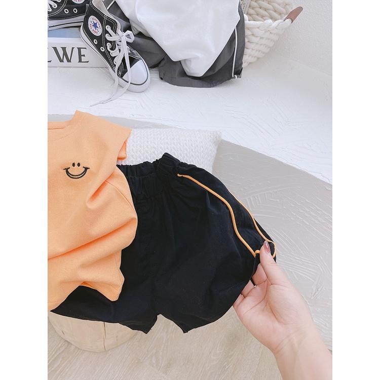 Bộ Quần Áo Bé Trai MOON HOUSE, Bộ Sát Nách Thêu Miệng Cười Phối Quần Viền Cho Bé Từ 6-28kg