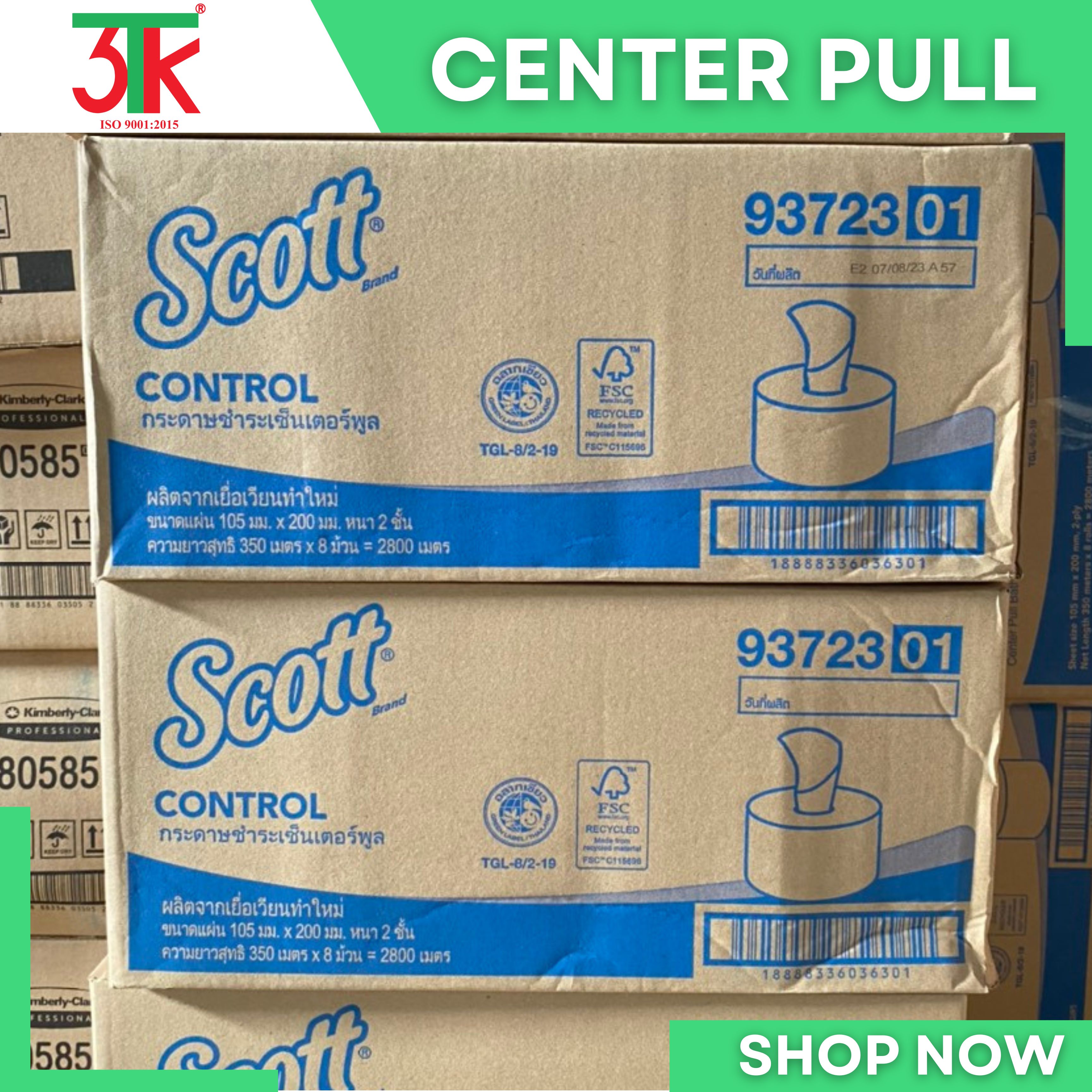 Giấy vệ sinh 2 lớp SCOTT Control Center-Pull Mã 93723 + Hộp đựng giấy vệ sinh Mã Mã 7046