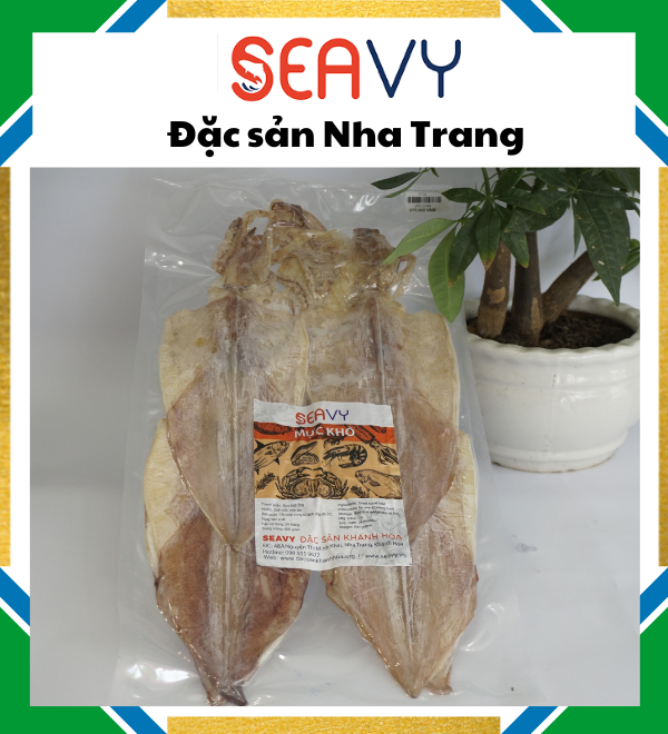 Đặc Sản Nha Trang - Mực Khô Lớn Loại 1 Size 12 Con/kg Seavy Gói 500G