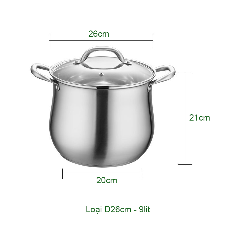 Nồi Inox 304 sâu lòng NSLI304, chuyên luộc gà, nấu cháo, canh đa năng