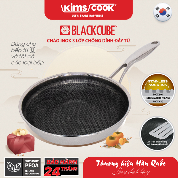 Chảo KIMS COOK Blackcube inox 3 lớp đáy từ chống dính