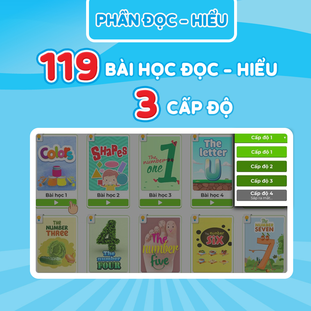 Ứng dụng Tiếng Anh toàn diện 4 kỹ năng cho trẻ 2-10 tuổi - Gói Monkey Stories trọn đời