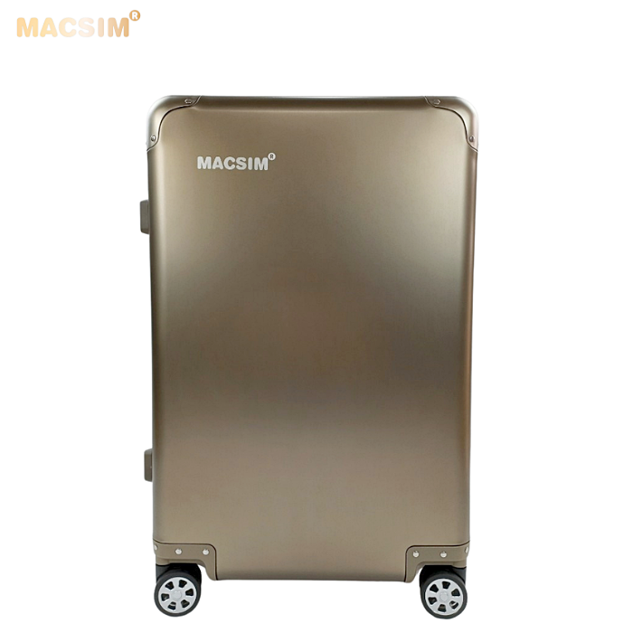 Vali tay kéo cao cấp chất liệu hợp kim nhôm nguyên khối MS1318 Macsim màu ti-gold cỡ 24inches