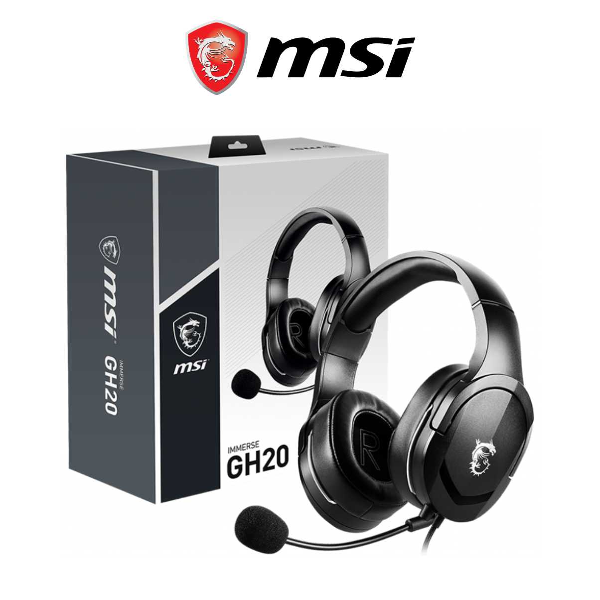 Tai Nghe Chụp Tai Gaming MSI Immerse GH20 Tích Hợp Mic, Dây Cắm 3.5mm Dài 1.5M - Hàng Chính Hãng