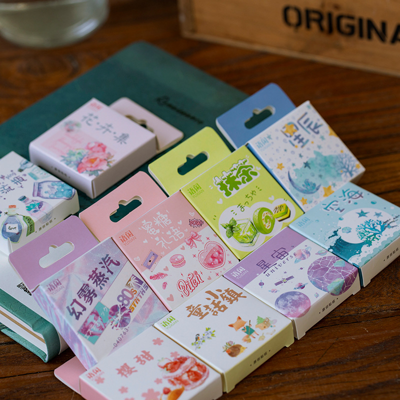 Sticker hộp 50 nhãn dán nhiều chủ đề - Hộp 50 miếng dán trang trí sổ tay Bullet Journal - M020