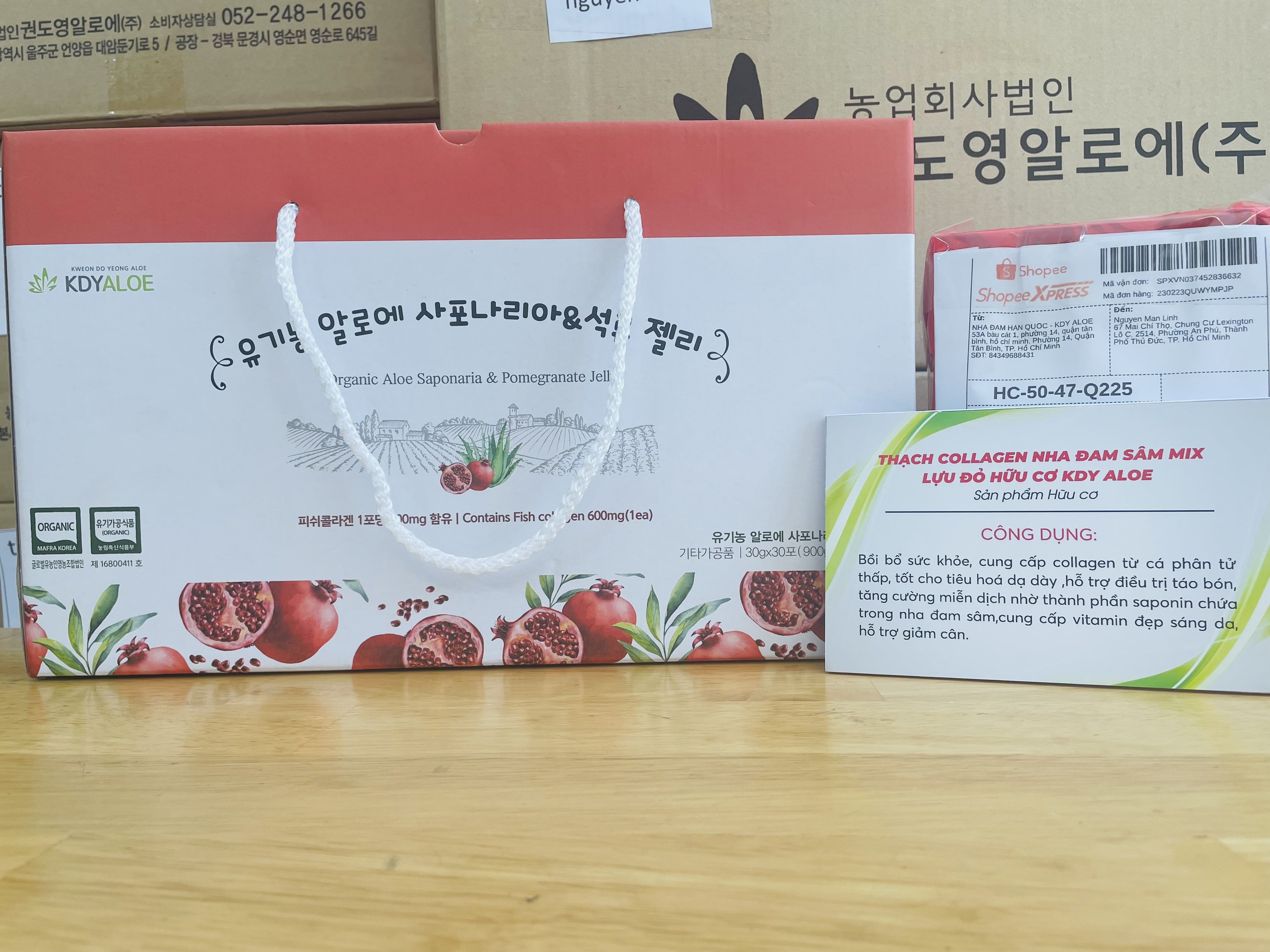 THẠCH COLLAGEN NHA ĐAM SAPONARIA LỰU ĐỎ HỮU CƠ KDY ALOE