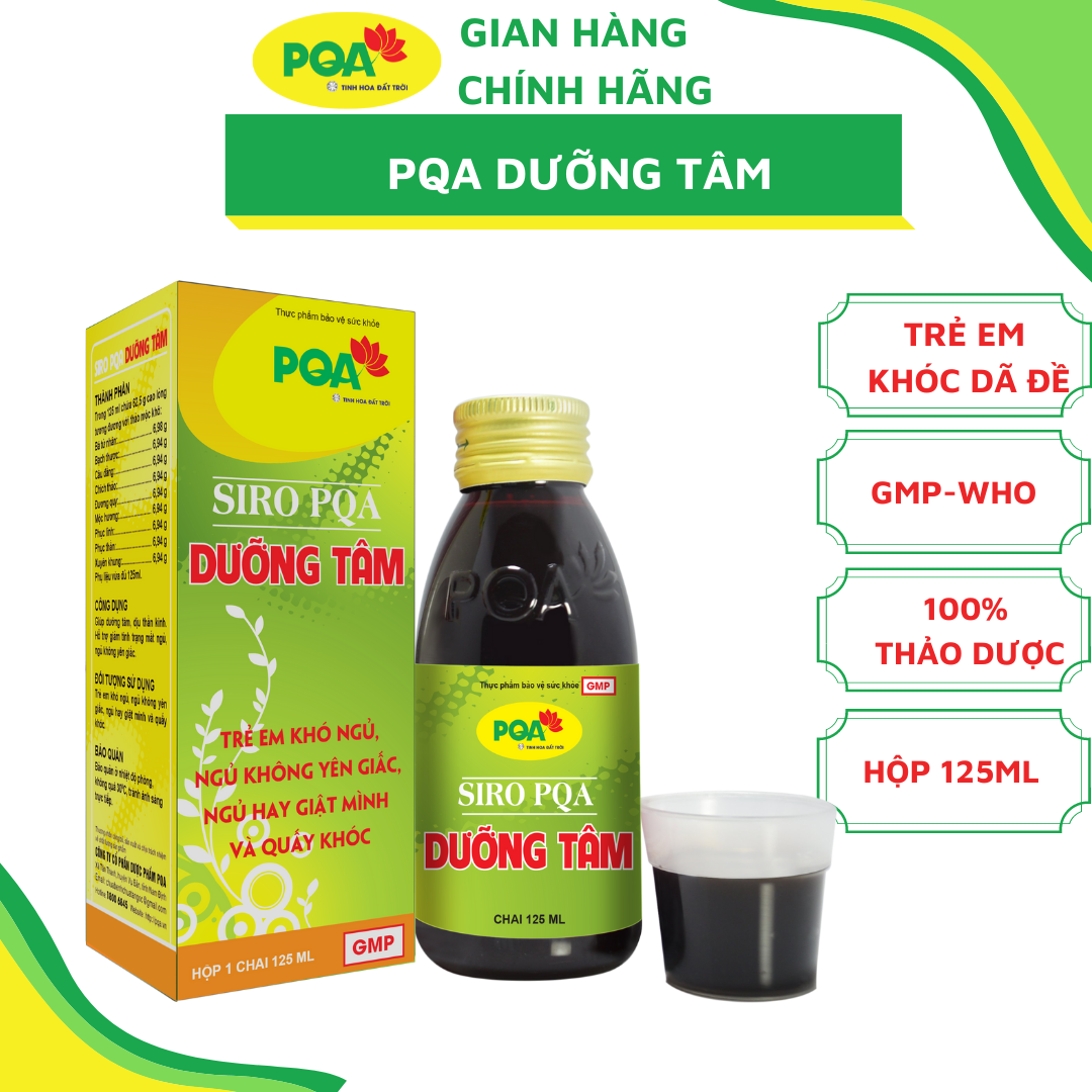 Dưỡng Tâm PQA Giúp Xoa Dịu Thần Kinh Hỗ Trợ Giảm Tình Trạng Mất Ngủ Dùng Cho Trẻ Em Khó Ngủ, Không Yên Giấc Hộp 125ml