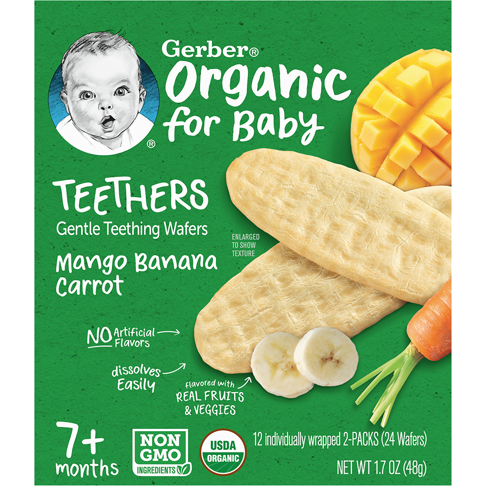 Bánh Gạo Hữu Cơ Gerber Organic vị Xoài Chuối Cà Rốt 48g