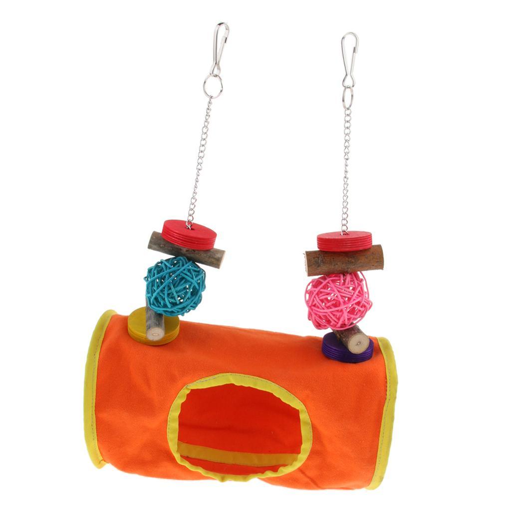 Bird Parrot Cage Hanging Decorative Toy Swing Bed Tunnel Hammock Hut