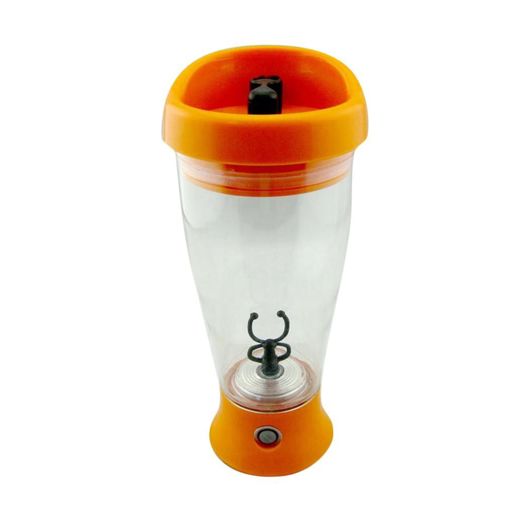 Self Stirring Coffee Tea Mug Automatic Mixing Cup Outdoor Travel Orange