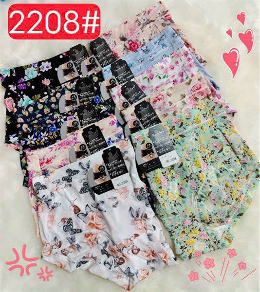 Quần Lót Nữ Thun Lạnh Họa Tiết Lưng Cao 2208 – Mát Lạnh, Co Giãn, Phong Cách Trẻ Trung