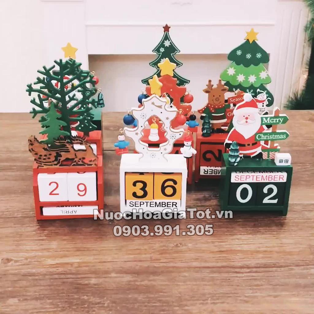 Lịch gỗ 3D đủ 12 tháng quà tặng trang trí giáng sinh noen noel ông già santa clause người tuyết tuần lộc