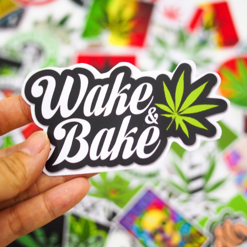 Hộp 100 Sticker Weed dán Laptop, Vali, Mũ bảo hiểm, Điện thoại, Xe máy, hình dán chủ đề Weed