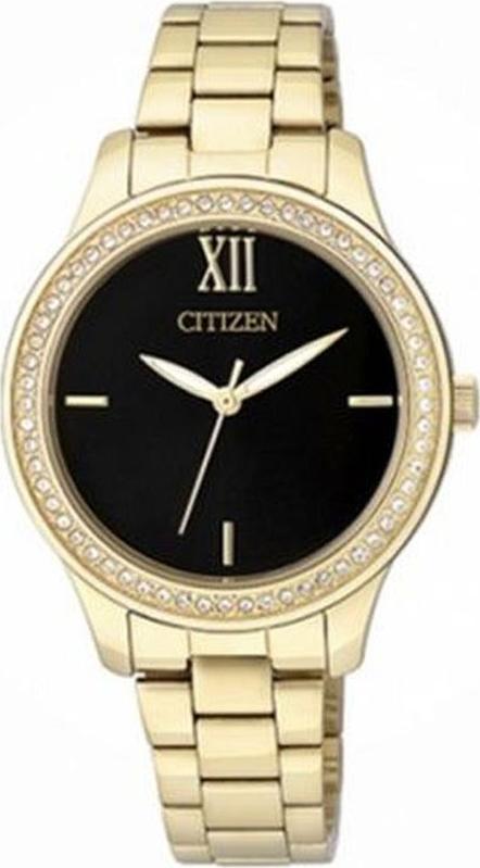 Đồng Hồ Nữ Citizen Đính Đá Swarovski Dây Thép Không Gỉ EL3082-55E - Mặt Đen