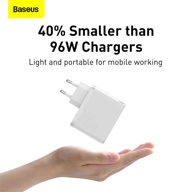 Bộ sạc siêu nhanh Baseus GaN2 Fast Charger 1C 100W (GaN2 Technology, QC5.0/QC4.0/PD3.0/ PPS Multi Quick Charge Protocol Support) - Hàng chính hãng