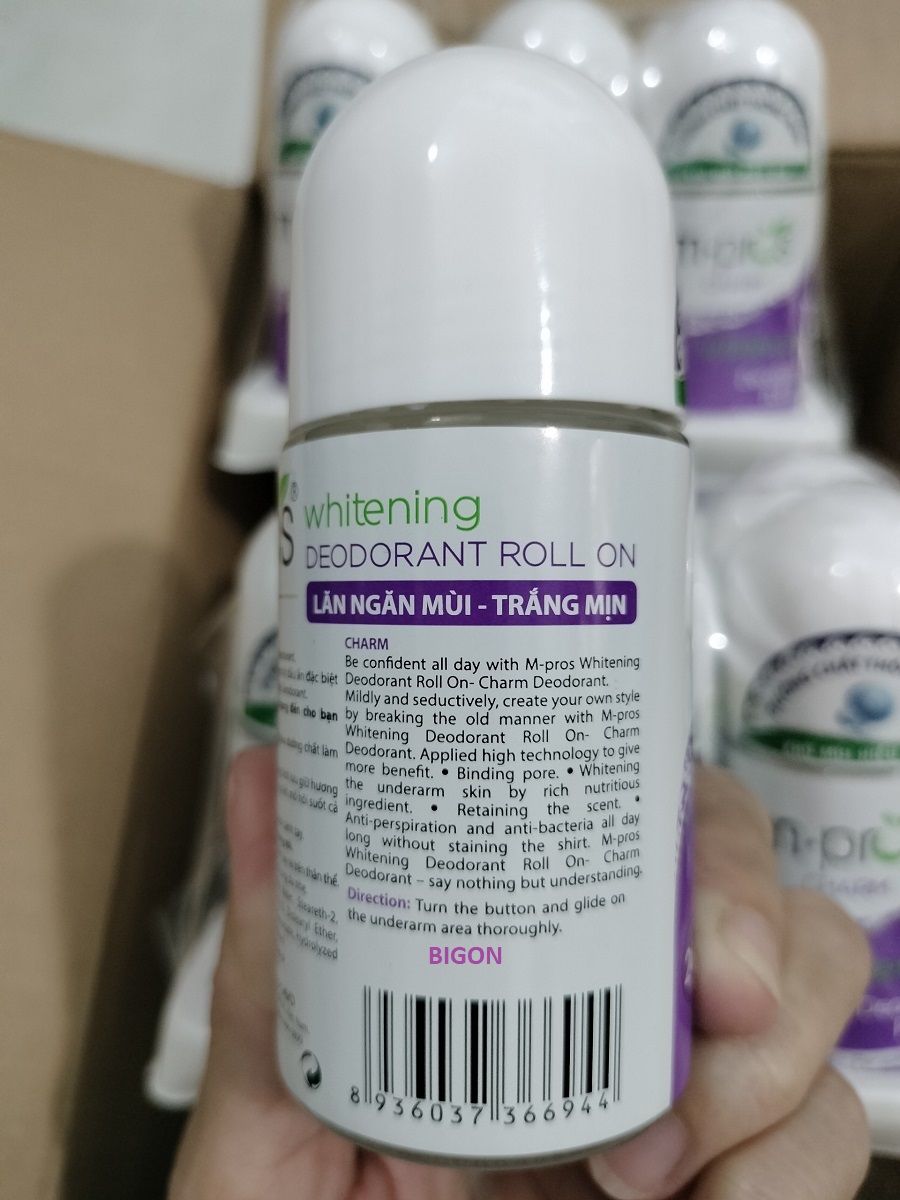 Lăn Khử Mùi M.Pros 60ml -Trắng Mịn - Quyến Rũ - Khử Mùi Hiệu Quả (Chai Tím - Nắp Trắng)