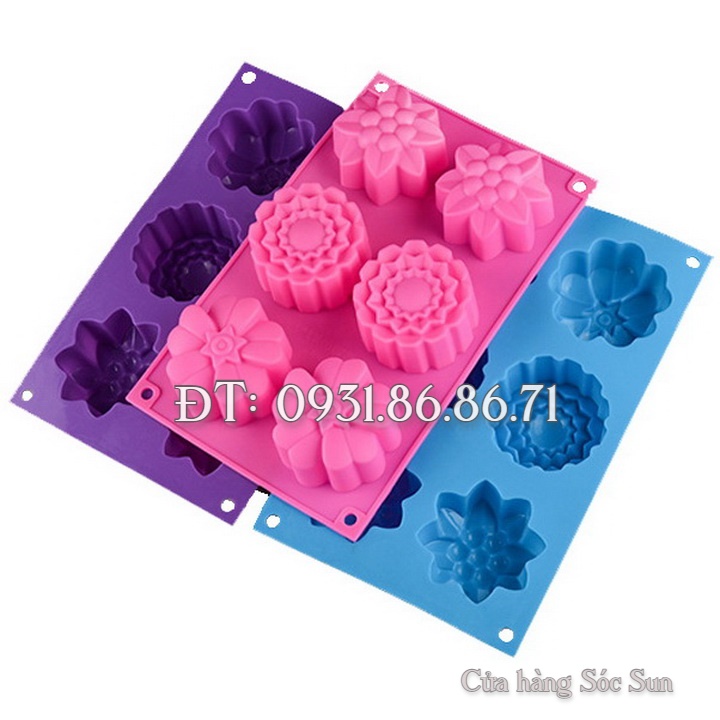 Khuôn silicon 6 hoa các loại – Mã số 1337