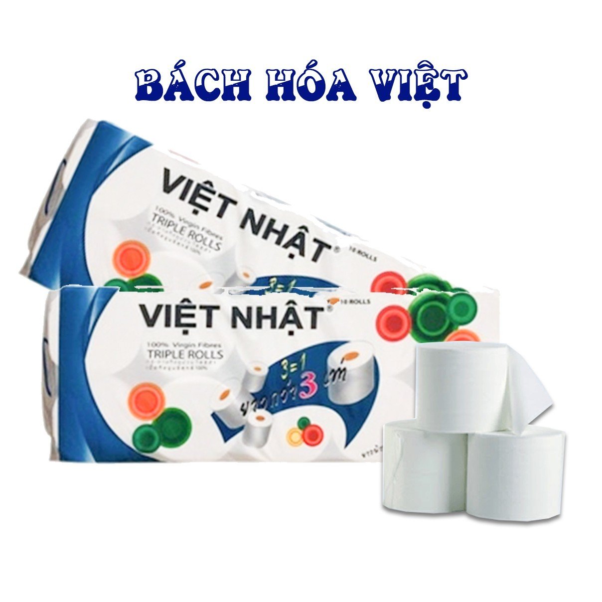 Giấy Vệ Sinh Việt Nhật Không Lõi - Bịch 10 Cuộn 4 Lớp Siêu dai, Mềm Mịn