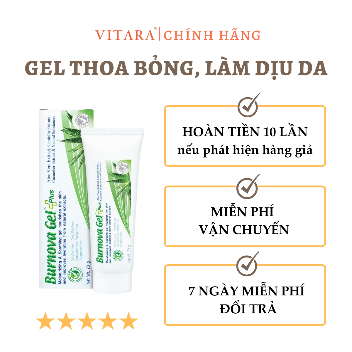 Gel thoa bỏng Burnova Plus tái tạo da sau bỏng, sau laser, làm lành vết thương, vết thương mụn 25g