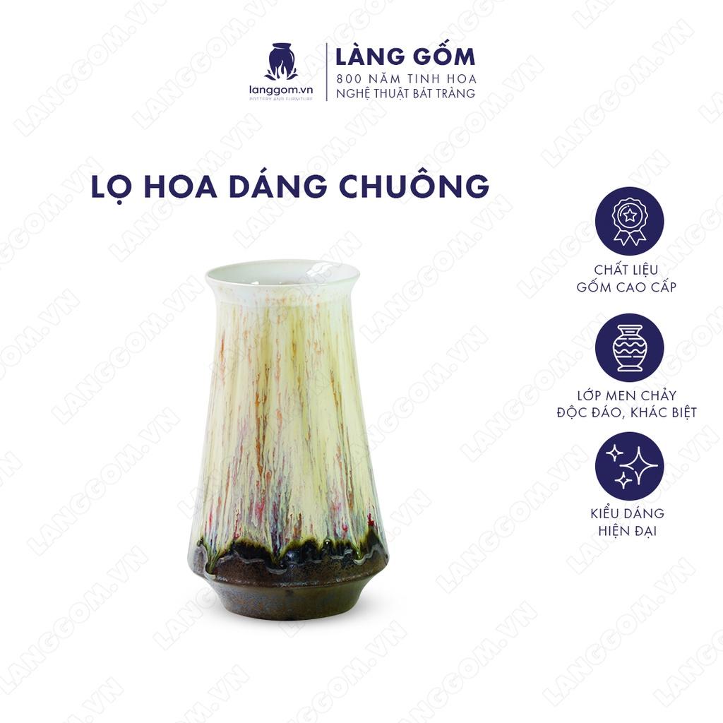 Bình hoa, lọ hoa Gốm sứ Bát Tràng cao cấp Men chảy dáng chuông dùng làm quà tặng, trang trí - Làng Gốm Bát Tràng