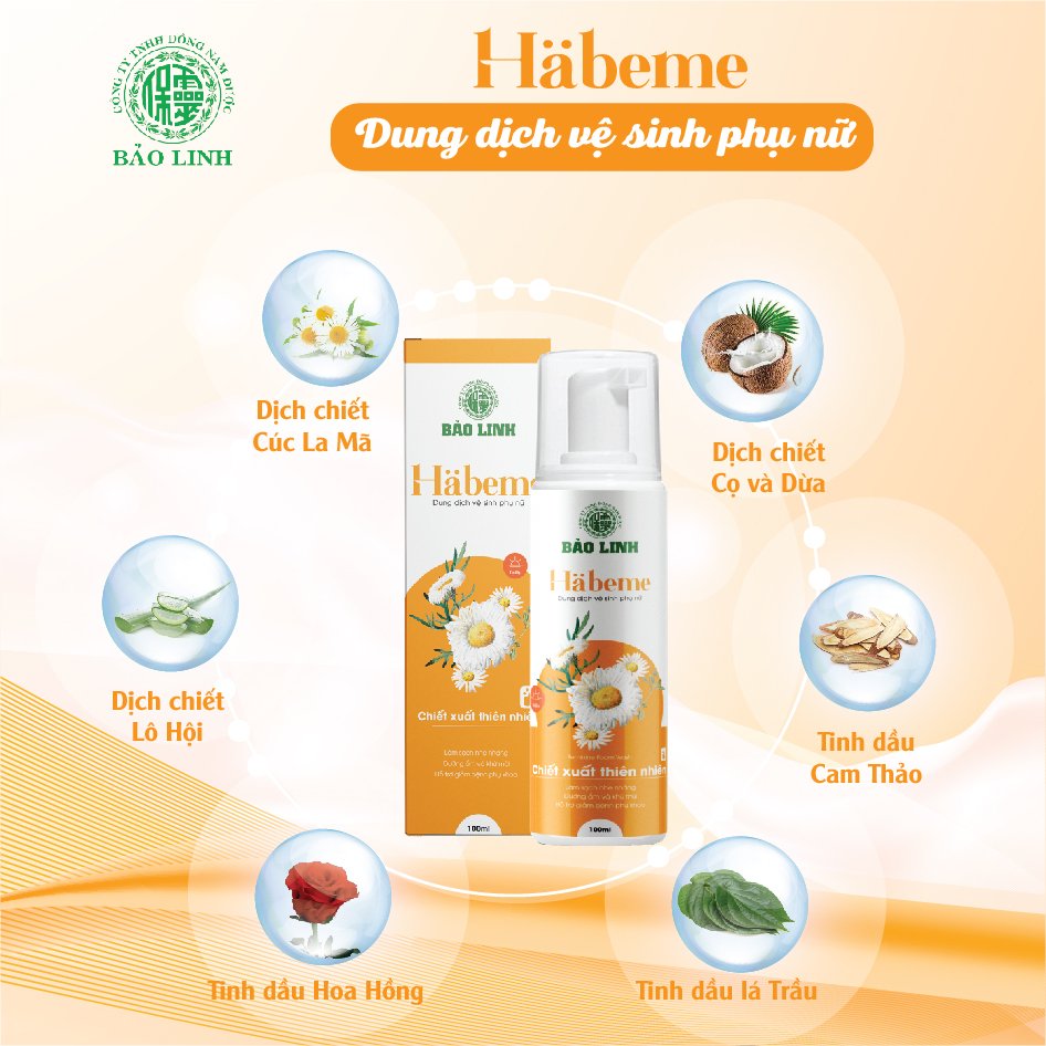 Dung Dịch Vệ Sinh Phụ Nữ Bảo Linh Habeme 100ml - 100% từ Thiên Nhiên, Dạng Tạo Bọt, Dưỡng Ẩm, Giúp Khử Mùi, Nấm Ngứa