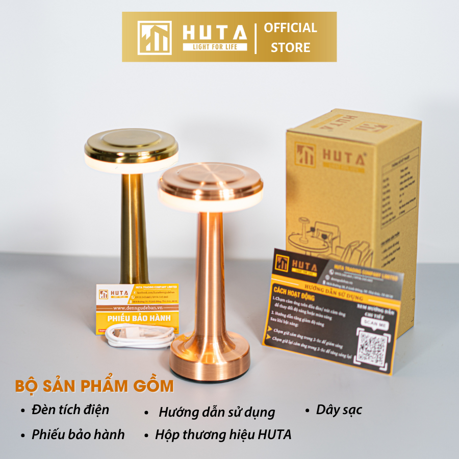 Đèn Led Để Bàn HUTA RESDIA Cảm Ứng Tích Điện, Điều Chỉnh Ánh Sáng Vàng, Trang Trí Quầy Bar, Nhà Hàng, Quán Cà Phê, Đèn Ngủ
