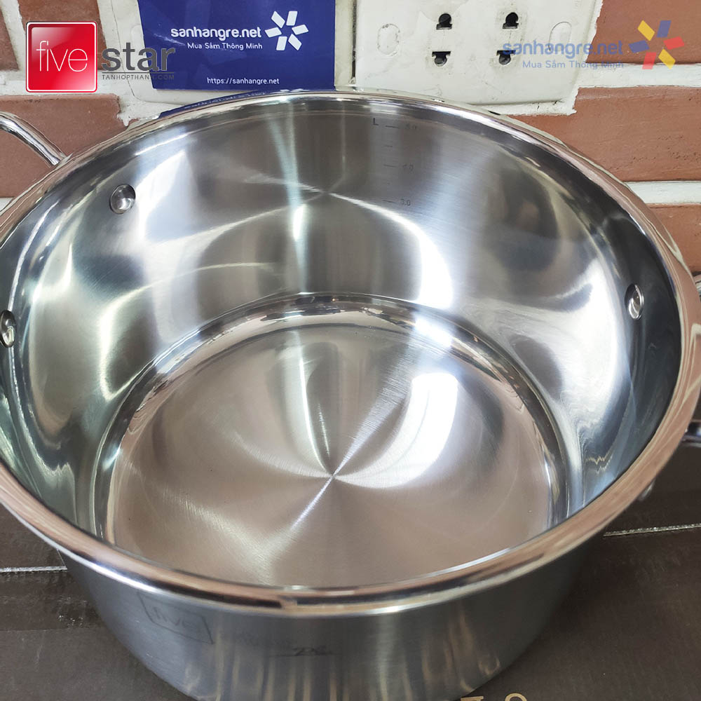 Nồi Luộc Gà Thân Cao Inox 304 3 Đáy Từ Plus Fivestar