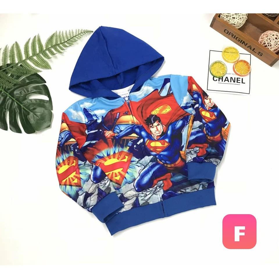Áo khoác bé trai siêu nhân in 3D cực ngầu có nón cho bé ấm áp mùa mưa