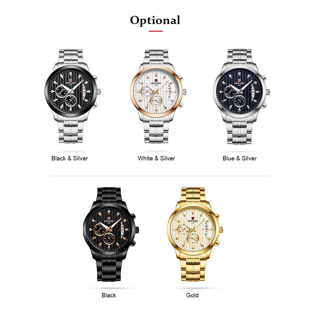 Đồng hồ nam Quartz Movement Dây đeo bằng thép không gỉ Hiển thị thời gian & lịch Chống nước 30M-Màu đen